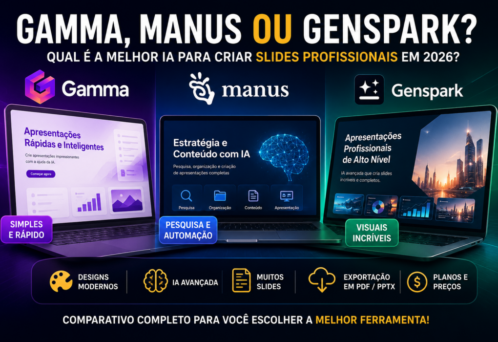 Genspark, Manus ou Gamma: Qual é a Melhor IA para Criar Slides Profissionais? Genspark, Manus ou Gamma: Qual é a Melhor IA para Criar Slides Profissionais em 2026? - Mega Info Tutoriais